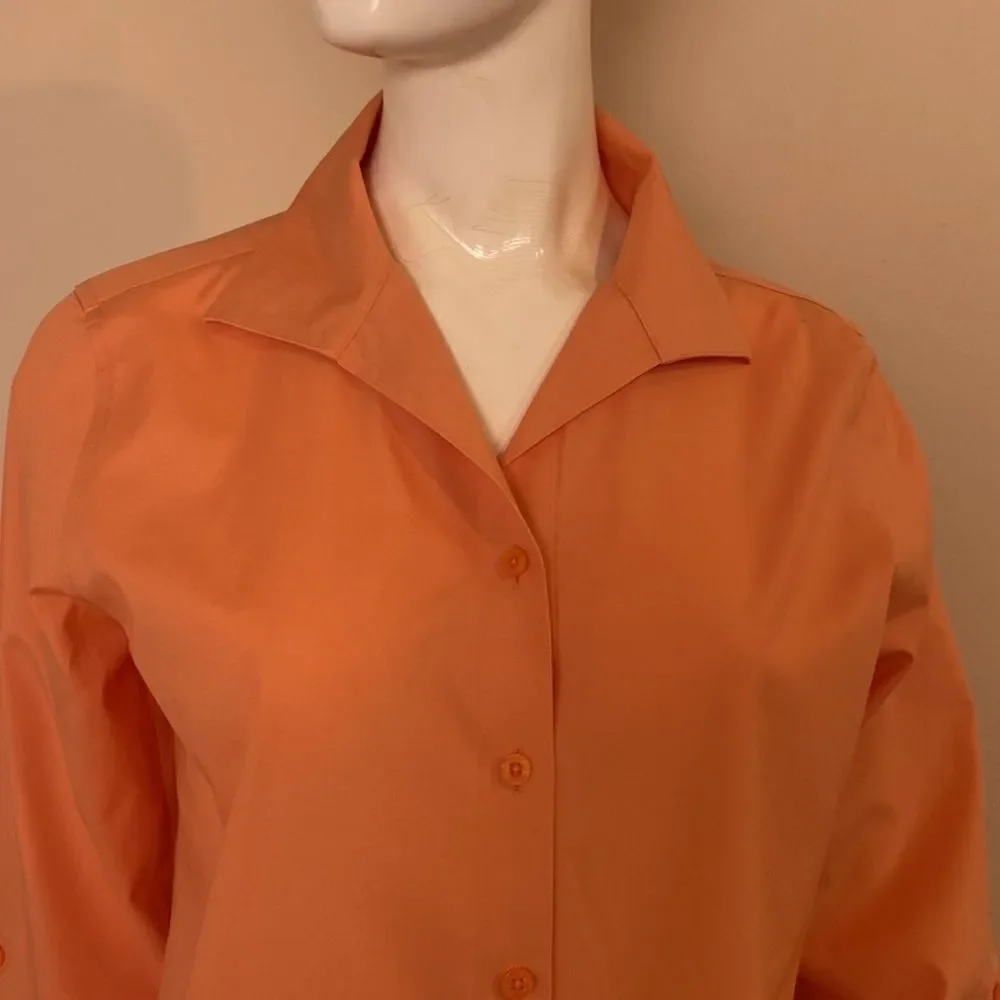 Chico’s No-iron Button Down Blouse with Convertible Sleeves Apricot Size 0